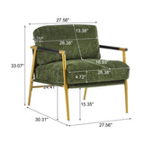 27.56" Modern Accent Chair with Plush Cushions, Minimalist Metal Frame, and Wooden Armrest Design N767P215306E