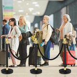 Stanchions and Velvet Ropes, 6 Pcs Crowd Control Barriers with 4 Black Velvet Ropes, Stainless Steel 79914294