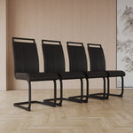 ZUN Modern Dining Chairs,PU Faux Leather High Back Upholstered Side Chair with C-shaped Tube. Black W2189138535