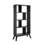 ZUN Mid-Century Modern 4 Tier Bookcase, Distressed Gray Bookshelf Display Storage B107131295