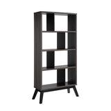 ZUN Mid-Century Modern 4 Tier Bookcase, Distressed Gray Bookshelf Display Storage B107131295