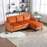 UNITED WE WIN Sofa for three, solid wood frame, Chenille fabric, side pocket, with two cup holders, W1568142740