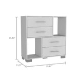 ZUN Sunflower Dresser, Four Drawers, Two Open Shelves B128P148975