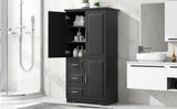 Tall and Wide Storage Cabinet with Doors for Bathroom/Office, Three Drawers, Black WF299285AAB