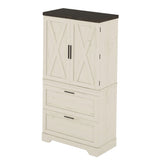 Modern Farmhouse Style Wooden Cabinet with Sturdy Frame with Inside Door Storage Divider with W1580P257493