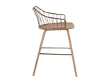Fixed-Height Barstool in Whitewashed Wood and Antique Copper Metal with Square Antique Copper Metal B202P471174