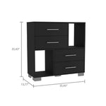 ZUN Brooks 2-Shelf 4-Drawer Dresser Black Wengue B06280608