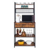 ZUN 5-Tier Kitchen Bakers Rack with 10 S-Shaped Hooks and 1 drawer , Industrial Microwave Oven Stand, 19675615