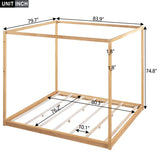 King Size Canopy Platform Bed with Support Legs, Natural WF309290AAM