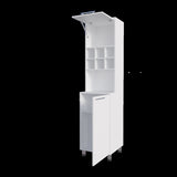 Rock Kitchen Pantry with Pneumatic Door, Open Storage, and Bottom Cabinet, White. B128P263725