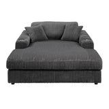 ZUN ACME Hilde Chaise w/2 Pillows, Gray Velvet LV03691