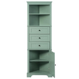 ZUN Green Triangle Tall Cabinet with 3 Drawers and Adjustable Shelves for Bathroom, Kitchen or Living 58750373