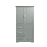 ZUN Tall and Wide Storage Cabinet with Doors for Bathroom/Office, Three Drawers, Grey WF299285AAG