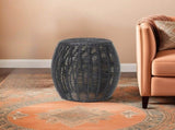 Patio Side Table, Wicker Small Round Metal End Table, Rattan 01036931