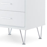 White 2-Drawer Accent Table with Hairpin Legs B062P181399