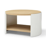 Round Coffee Table,31" Coffee Table for Living Room,2-Tier Rustic Wood Desktop with Storage Shelf W1117P224566