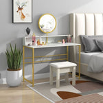 ZUN Modern Vanity Makeup Desk with Mirror, Dressing Table with Open Storage, Faux Marble Finish and 06717574