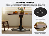 (Walnut Color) Table, 31.5'' Modern Dining Table, Dining Table,MDF Top and Steel Base Tulip W2641P381821