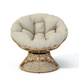 ZUN 40" Ergonomic Wicker Papasan Chair with Cloud Thick Density Fabric Cushion,3-proof Cover,High N723P224372A