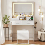 ZUN Vanity Desk with Mirror and Lights, Makeup Vanity Table with Power Outlet & 3 Drawers,3 Color 04575732