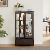 Glass Cabinet Lighted Glass Cabinet Curio Display Cabinet with Adjustable Glass Shelves 2 Doors and W2275P178888