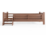 Twin Size Floor Bed with Storage Bookcases, Solid Wood Kids Floor Bed with Cute Stairs and W1580P390215