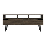 ZUN New Haven 2-Drawer 3-Shelf TV Stand Dark Walnut B06280178