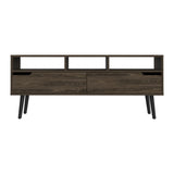 ZUN New Haven 2-Drawer 3-Shelf TV Stand Dark Walnut B06280178