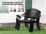 Patio Chairs Set of 2 - Stackable Outdoor Cast Aluminum Dining Chairs with Vintage Black Finish and 95547480