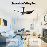 New Arrival 38-Inch Black Ceiling Fan Without Light,3 ABS Blades&Powerful DC Motor,1/4/8H Timer 31437932