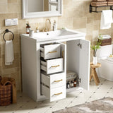 30'' Bathroom with Ceramic Sink Combo,Solid Wood Frame Bathroom Storage Cabinet, Freestanding N710P191970K