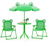 4 Pieces Folding Kids Table and Chair Set with Height Adjustable Sun Umbrella 51184271