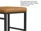 24" Indoor Square Backless Metal Upholstered Counter Stool, Faux Leather 95201789