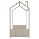 Twin Size Velvet House Bed Wood Bed, Beige 13139946