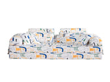 Abstract Line Printed Convertible Sleeper Sofa Bed High Density Compressed Sponge Foldable T6623P600687