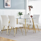 ZUN Modern White teddy wool dining chair, upholstered chair with fabric accent side chair with 17266180