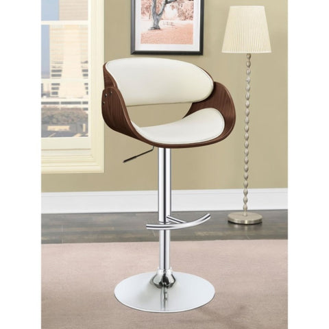 ZUN Ecru and Chrome Adjustable Bar Stool B062P153493