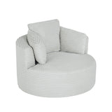 Compressible Corduroy Round Chair with Cushioned Backrest - Modern Comfort Seating for Living W2339P323619