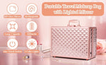 ZUN Portable Makeup Case with LED Mirror Travel Makeup Bag Cosmetic Organizer Box with Locks, Brush W1550P163304