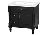 24 Inch Bathroom Vanity with Sink, Black Freestanding Bathroom Cabinet with Flip Drawer, Adjustable 84849124
