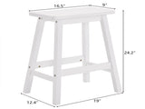 2pcs Pine Wood Saddle Seat Bar Stool White 53405809