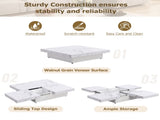 Square Marble Veneer Coffee Table Sliding Top with Storage in White 39.4'' N735P388120K