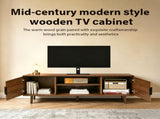Fluted TV Stands for Living Room, 54.3" Mid Century Modern Entertainment Center, TV Console with W3204P469395