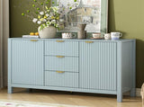 U_STYLE Sideboard with Wave Design - 3 Adjustable Shelves, 3 Drawers & Soft-Close Doors, Storage N711P269066C