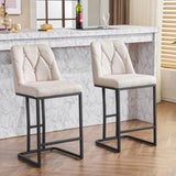Set of 2,Modern Upholstered Bar Stool with Button-Tufted Backrest, Counter Height Chair with Sturdy W1901P225271