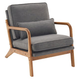 Oak Armrest Oak Upholstered Single Lounge Chair Indoor Lounge Chair Dark Grey 17272557