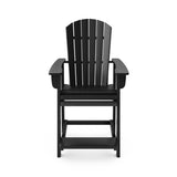 ZUN Black Adirondack Style Counter Chair – Stylish HDPE Poly Lumber for Dining, Patio, and Garden B195P198788