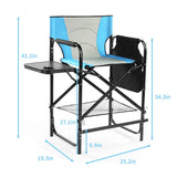 26" Tall Directors Chair with Footrest, 4Portable Bar Height Folding Camping Chair with Built-in Cup 93232589