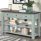 48'' Solid Pine Wood Top Console Table, Modern Entryway Sofa Side Table with 3 Storage Drawers and 2 W120246666