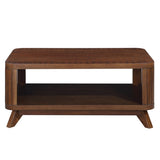 Rectangular Wood Coffee Table for Living Room, 41.5-Inch Coffee Table with Solid Wood Legs, Wood W1202P177316